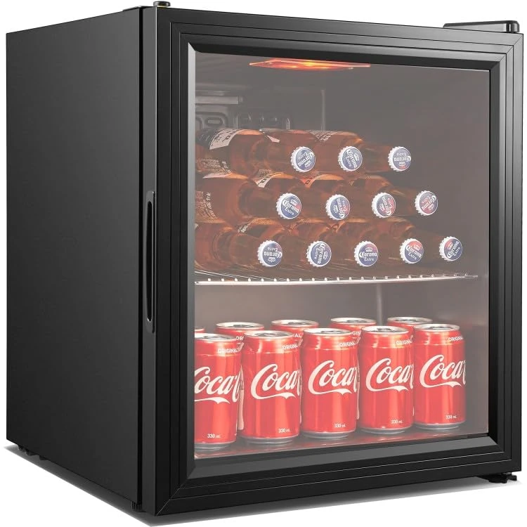 Stalwart Mini Bottle Cooler – 50L Glass Door Beverage Fridge, Beer/Wine Cooler, Eco Friendly Drinks Fridge (Black)