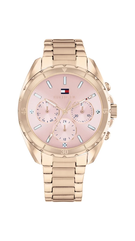 Tommy Hilfiger Analogue Multifunction Quartz Watch for Women with Carnation Gold Colored Stainless Steel Bracelet - 1782784