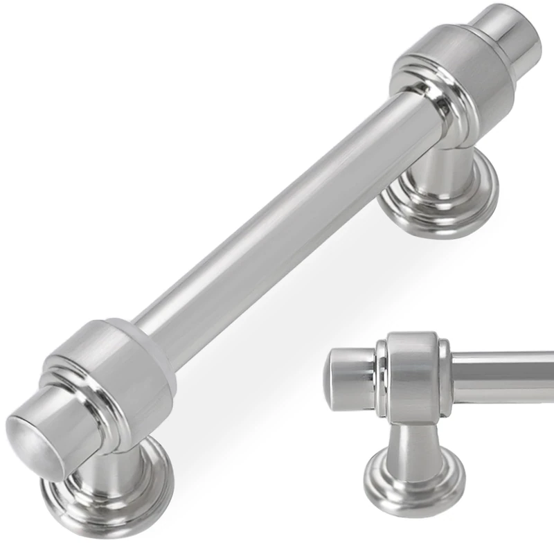 POVEFONK 10 Pack 3 Inch(76mm) Brushed Satin Nickel Kitchen Cabinet Handles Cabinet Pulls Sliver Drawer Pulls Kitchen Cabinet Hardware Handles
