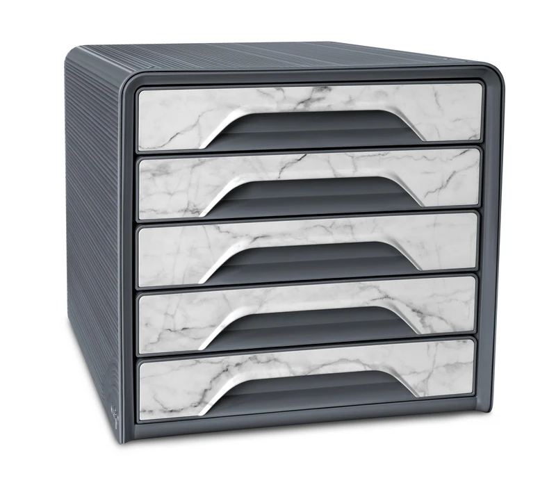 CEP Filing Block Module Organiser 5 Drawers Document Storage Office Smoove Mineral Grey Storm Print Marble Grey