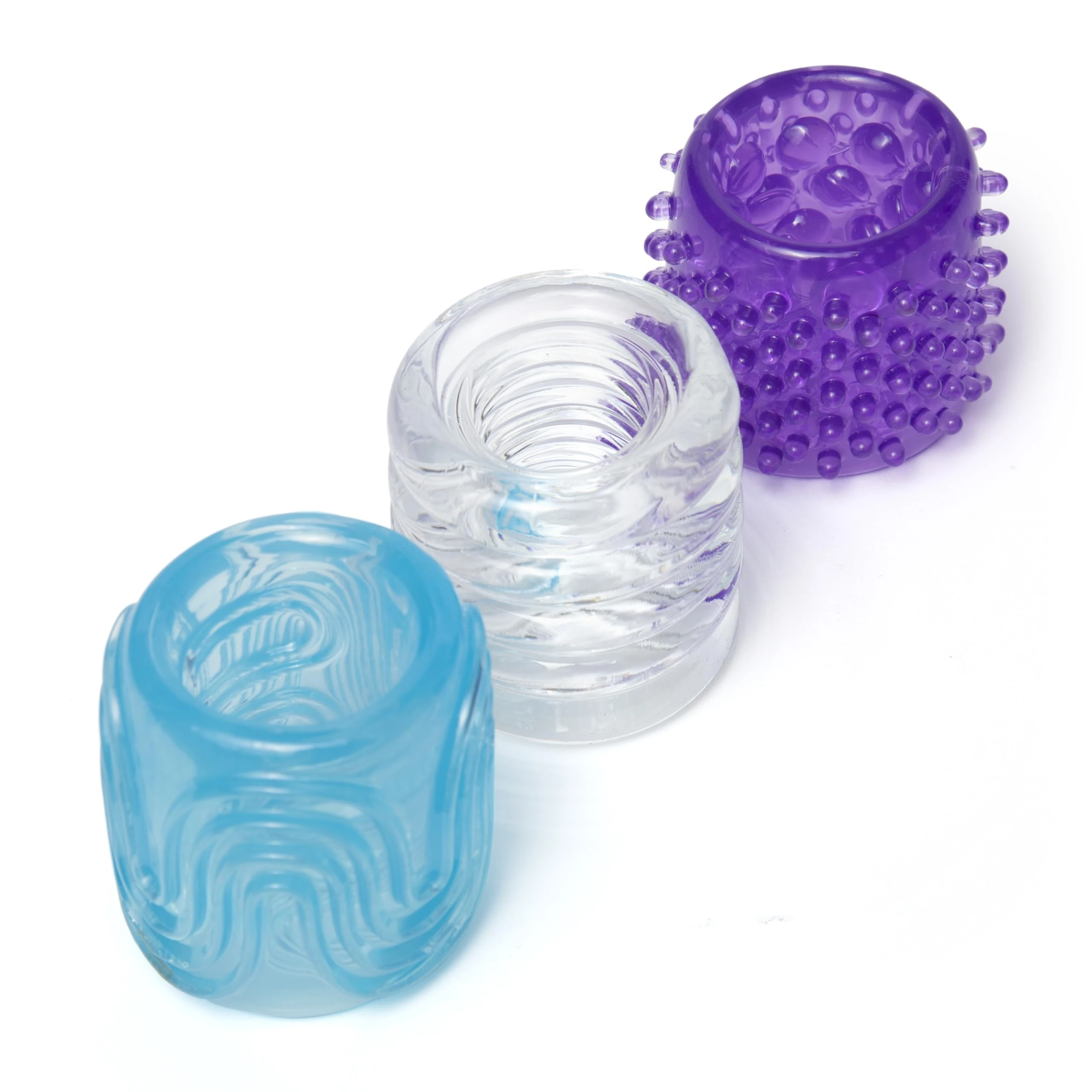 Lovehoney Head Master Male Masturbators | Set of 3 Open Ended Male Sex Toys | Textured Penis Sleeve Mini Masturbator | Discreet Massage Tool | Couples Masturbation Game Adult Sex Toys for Men