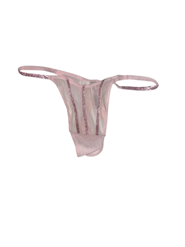 Victoria's Secret Sheer Shine Thong Panty Color Pink New, Pink Shine, L