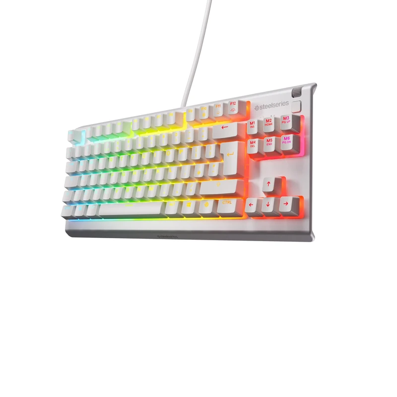 SteelSeries Apex 3 TKL - Gaming Keyboard - Tenkeyless Compact Form Factor - Silent Gaming Keyboard - 8-Zone RGB Illumination - IP32 Water & Dust Resistant - English QWERTY Layout, White