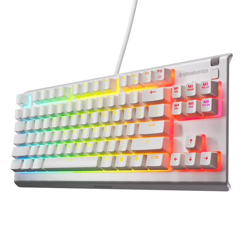 SteelSeries Apex 3 TKL - Gaming Keyboard - Tenkeyless Compact Form Factor - Silent Gaming Keyboard - 8-Zone RGB Illumination - IP32 Water & Dust Resistant - Nordic QWERTY Layout, White