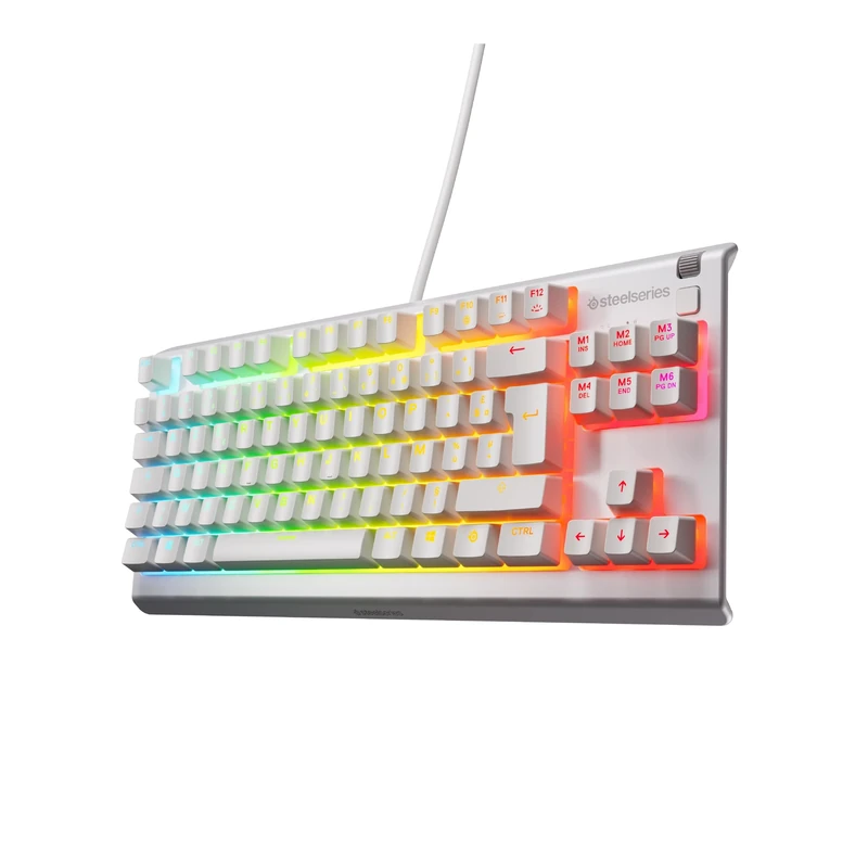 SteelSeries Apex 3 TKL - Gaming Keyboard - Tenkeyless Compact Form Factor - Silent Gaming Keyboard - 8-Zone RGB Illumination - IP32 Water & Dust Resistant - French AZERTY Layout, White