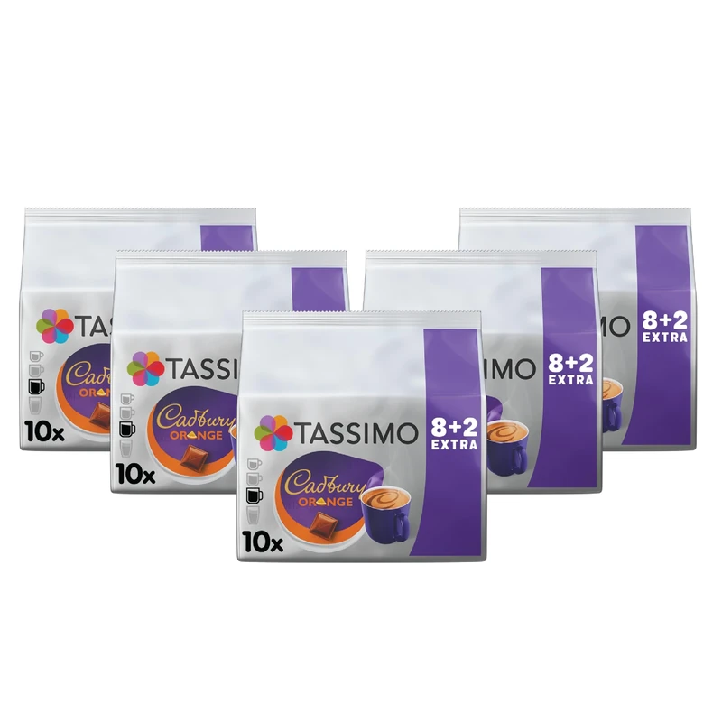 Tassimo Cadbury Orange Hot Chocolate Pods x10 (Pack of 5, Total 50 Drinks)