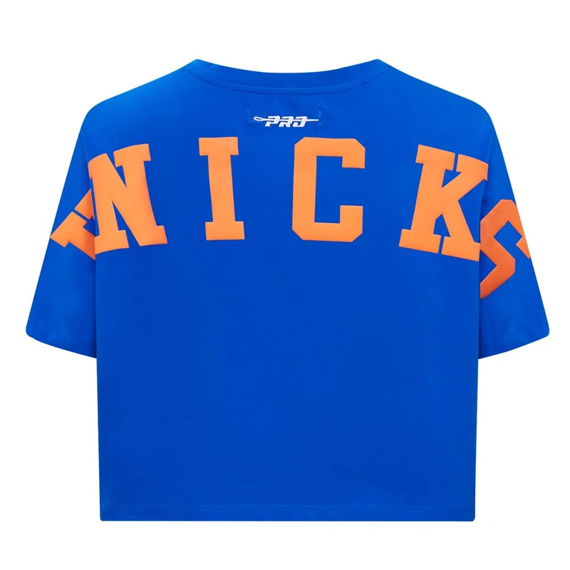 Pro Standard Womens NBA New York Knicks Wingspan Short Sleeve Boxy Tee Royal Blue L