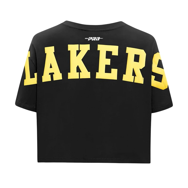 Pro Standard Womens NBA Los Angeles Lakers Wingspan Short Sleeve Boxy Tee Black XS
