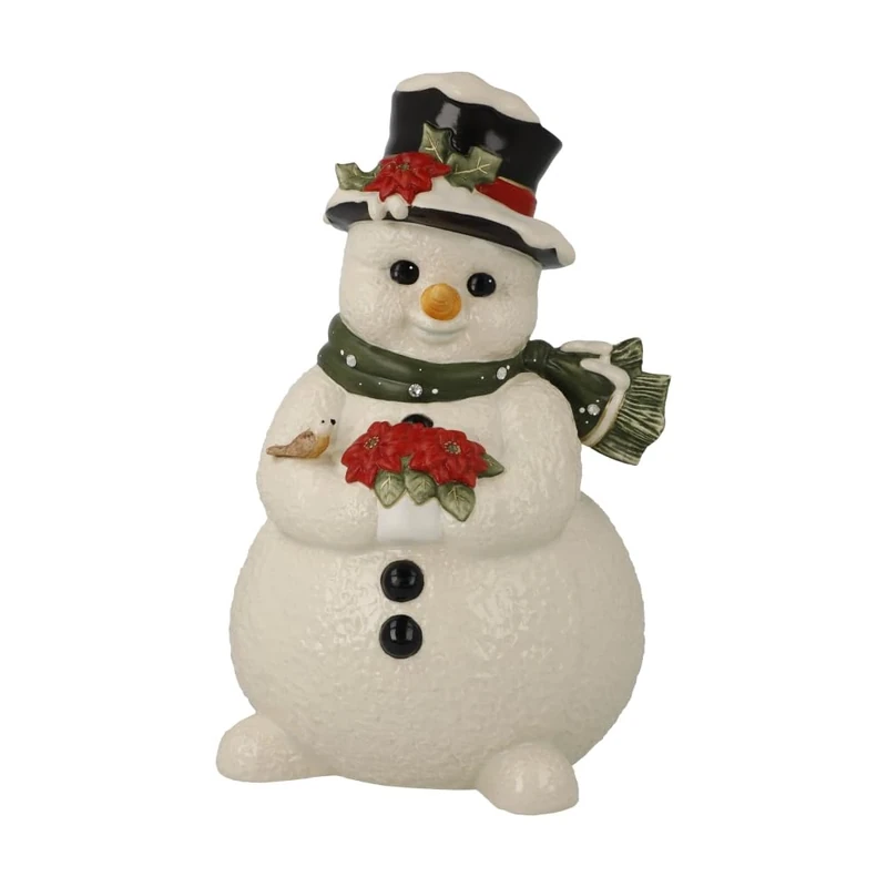 Snowman Figurine in the Snowy Garden Christmas