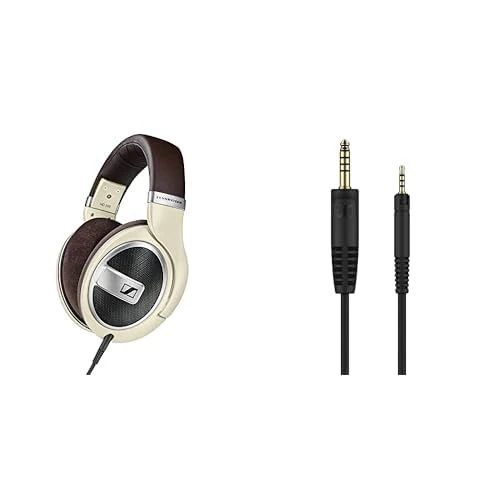 Sennheiser headphone bundle HD 599 Around-Ear Open Back Headphones - Ivory + Original Accessory Cable - 1.8-meter balanced cable with 4.4mm connector plug