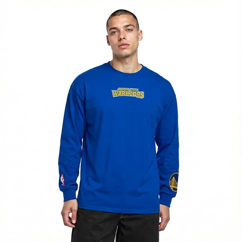 Pro Standard Mens NBA Golden State Warriors Wingspan Long Sleeve Tee Royal Blue M - Image 1