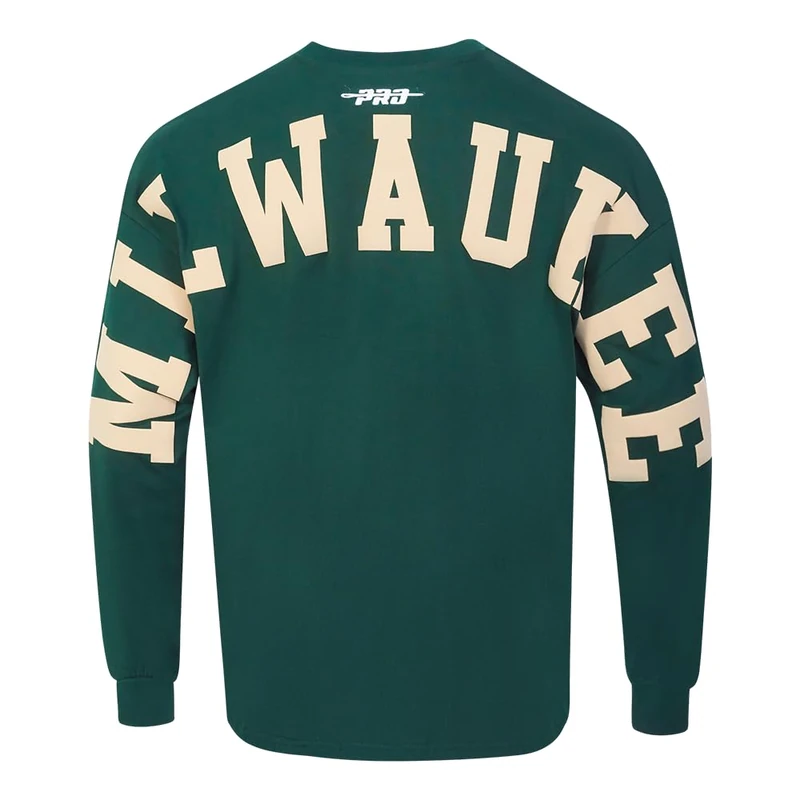 Pro Standard Mens NBA Milwaukee Bucks Wingspan Long Sleeve Tee Forest Green 2XL