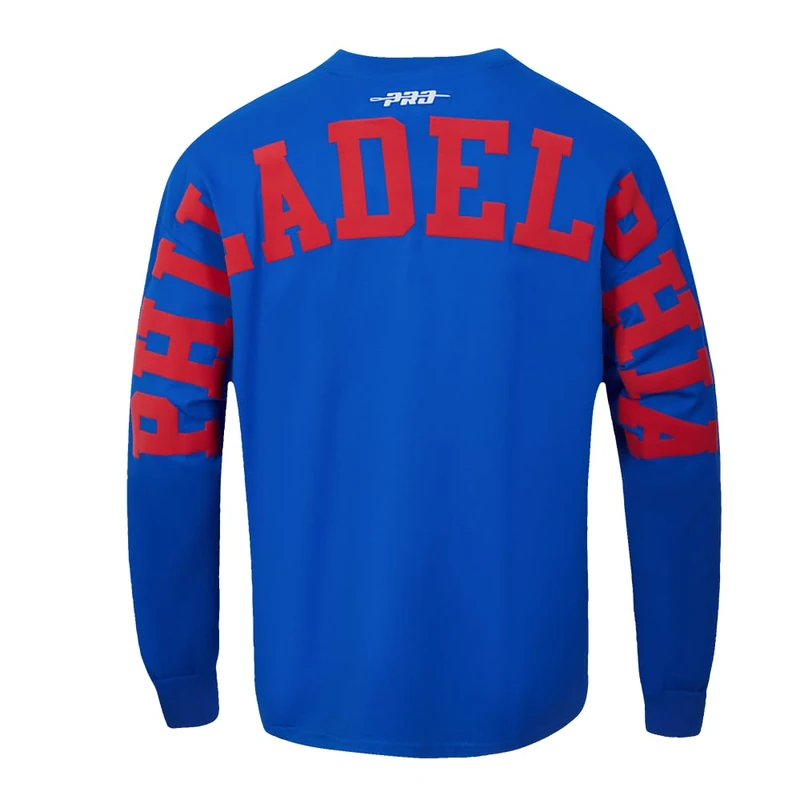 Pro Standard Mens NBA Philadelphia 76ers Wingspan Long Sleeve Tee Royal Blue S