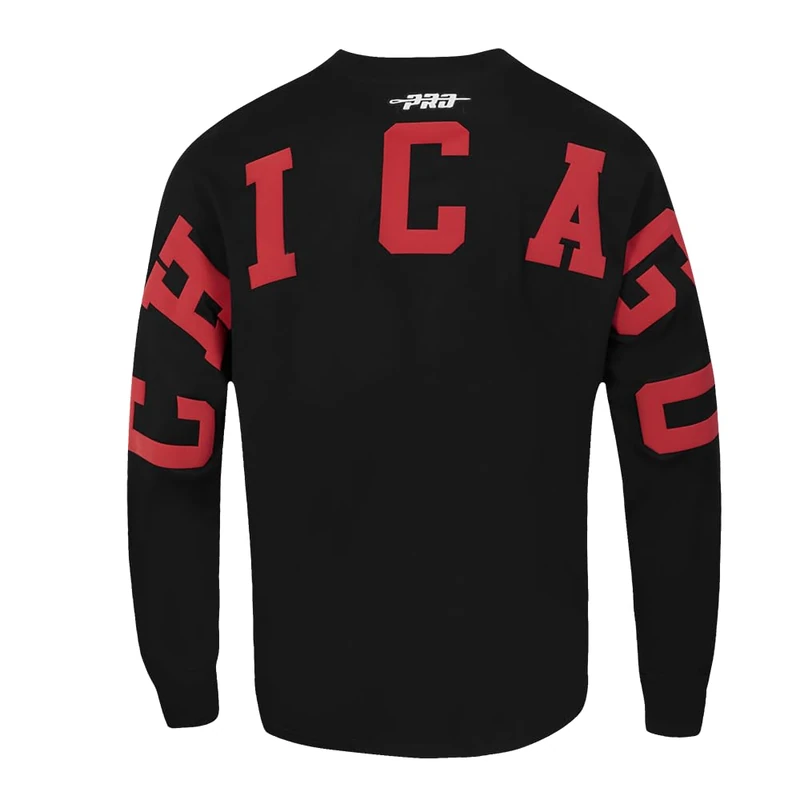 Pro Standard Mens NBA Chicago Bulls Wingspan Long Sleeve Tee Black S
