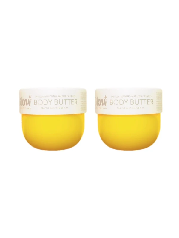 2× Glōw | Body Butter - Vanilla Almond & Salted Caramel Scented | 250mL Each [TWIN PACK]