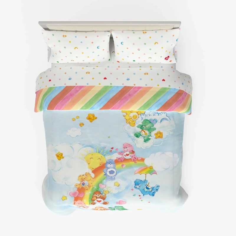 Franco Care Bears Classic Super Soft Cozy Reversible Microfiber Comforter and Sheet Set, 5 Piece Full Size, (Official Licensed Product) Collectibles