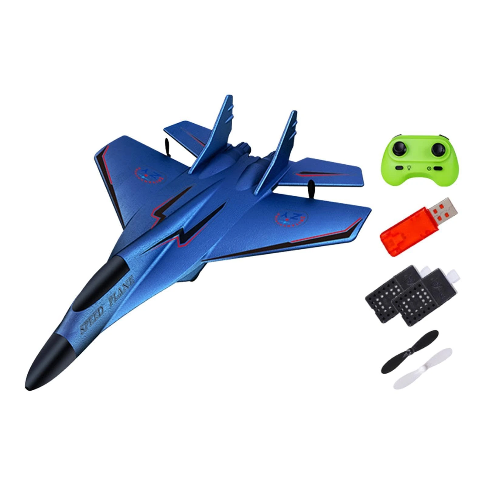 Colcolo RC Plane Toy Remote Control Airplane 2.4G Model with Night Light Fixed Wing Aircraft Hobby RC Glider for Beginners Age 8-12, 2 blue