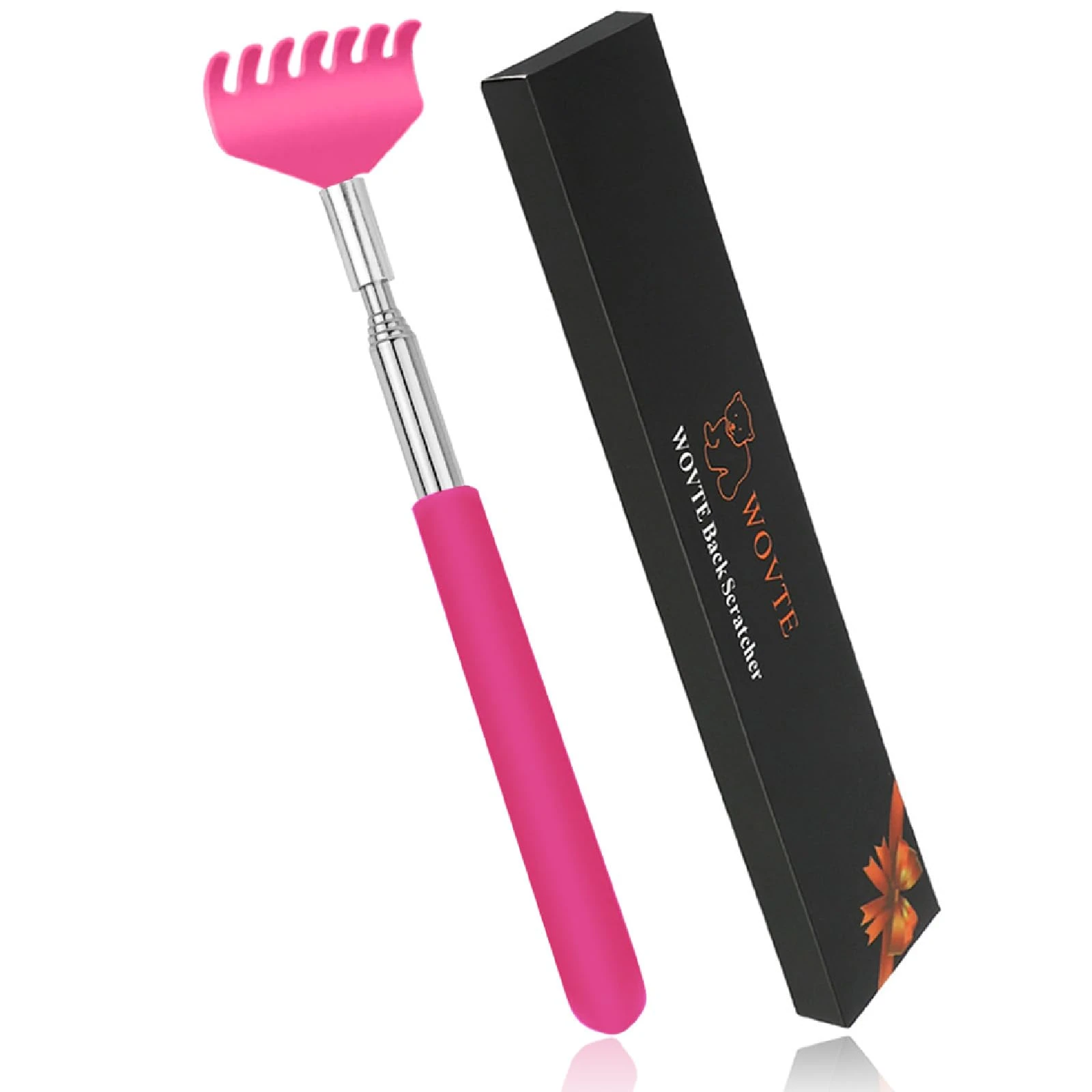 Back Scratcher, WOVTE Stainless Steel Telescoping Back Scratcher for Men Women, Stocking Fillers for Men Women (Pink)