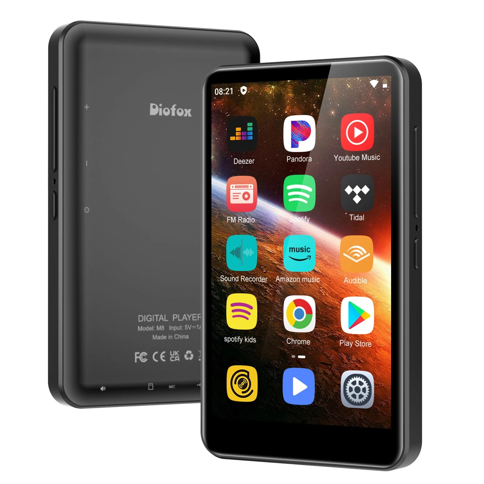 80GB MP3 Player with Bluetooth and WiFi, 4-inch Touch Screen mp3 Players with Bluetooth ， with Spotify, SpotifyKids, Audible, Andora, Amazon Player, MP4&MP3 Player up to 1TB (Black)