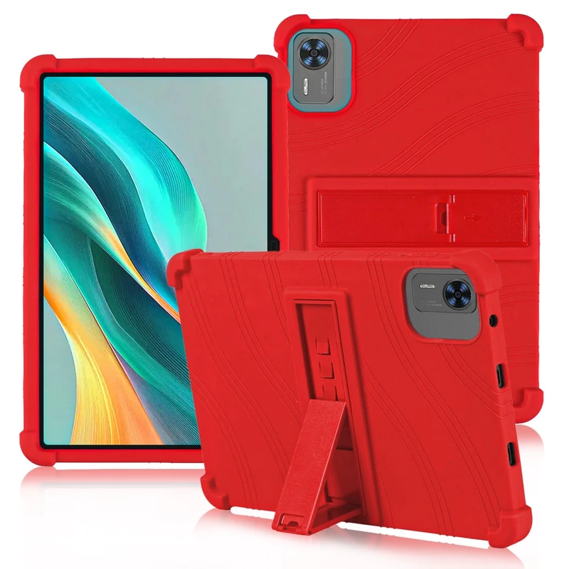 ATOOZ for DOOGEE U12/U12 Pro/T36 Tablet Case 12 inch 2025,Soft Silicone Compatible with Blackview Mega 2/Teclast T60 AI Tablet Case for Kids with Stand (Red)