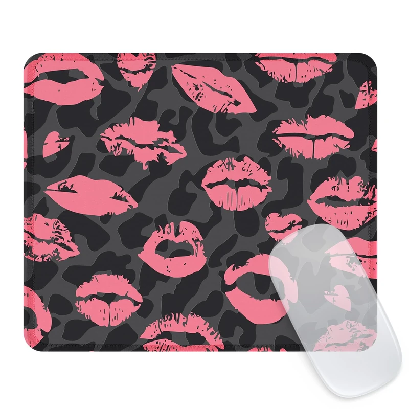 Ksriylm Square Funny Mouse Mat, Cute and Waterproof Mousepad For Computers, Laptop with Non-Slip Rubber Base, 9.5 * 7.8 * 0.12In Mouse Pad, Office & Home,Lip Pink