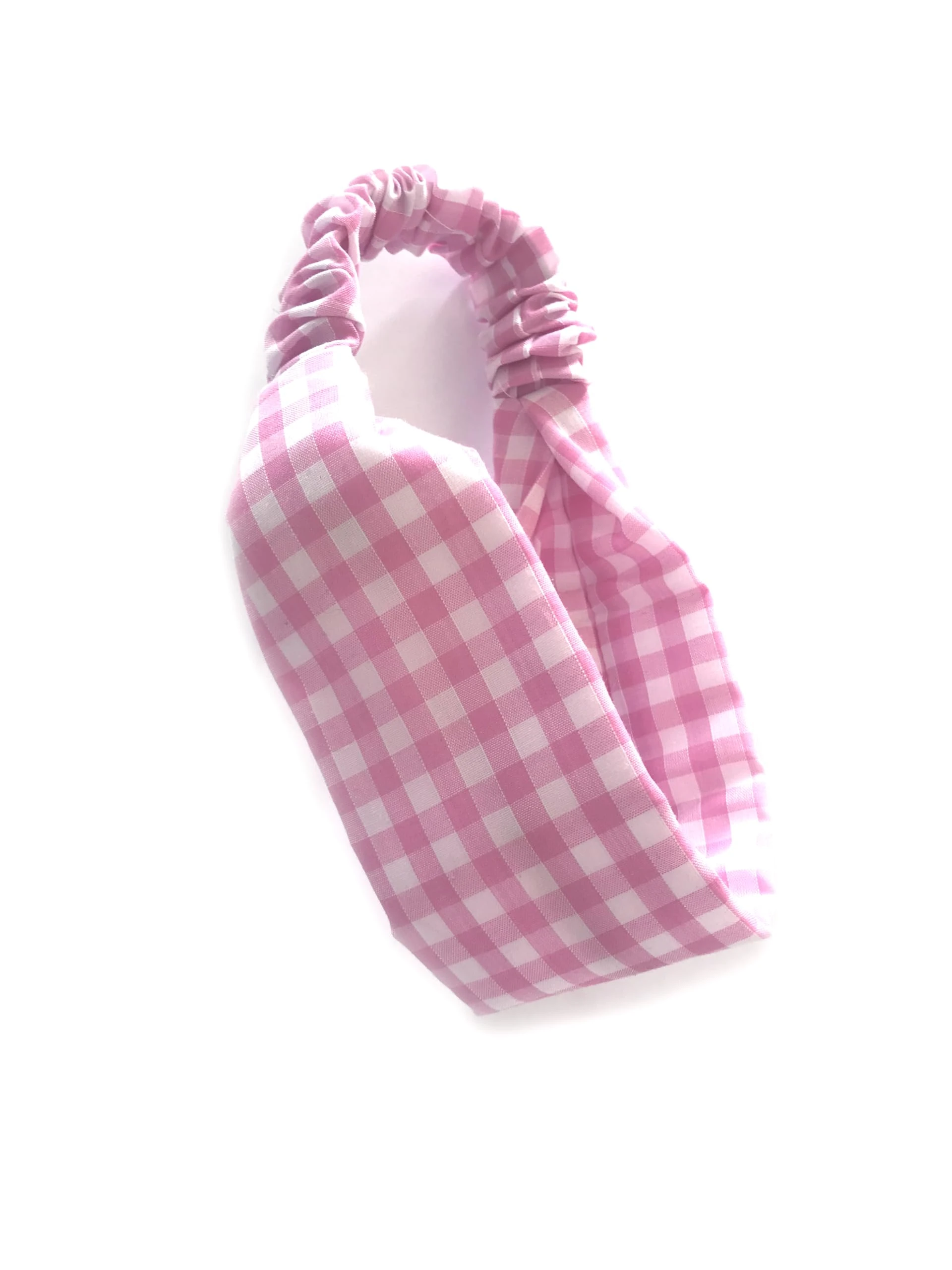 Gingham Headband. Child Sized. Suit Child Age 4 To 10 Years. Infant to Junior School Age. Soft Padded. (Pink)