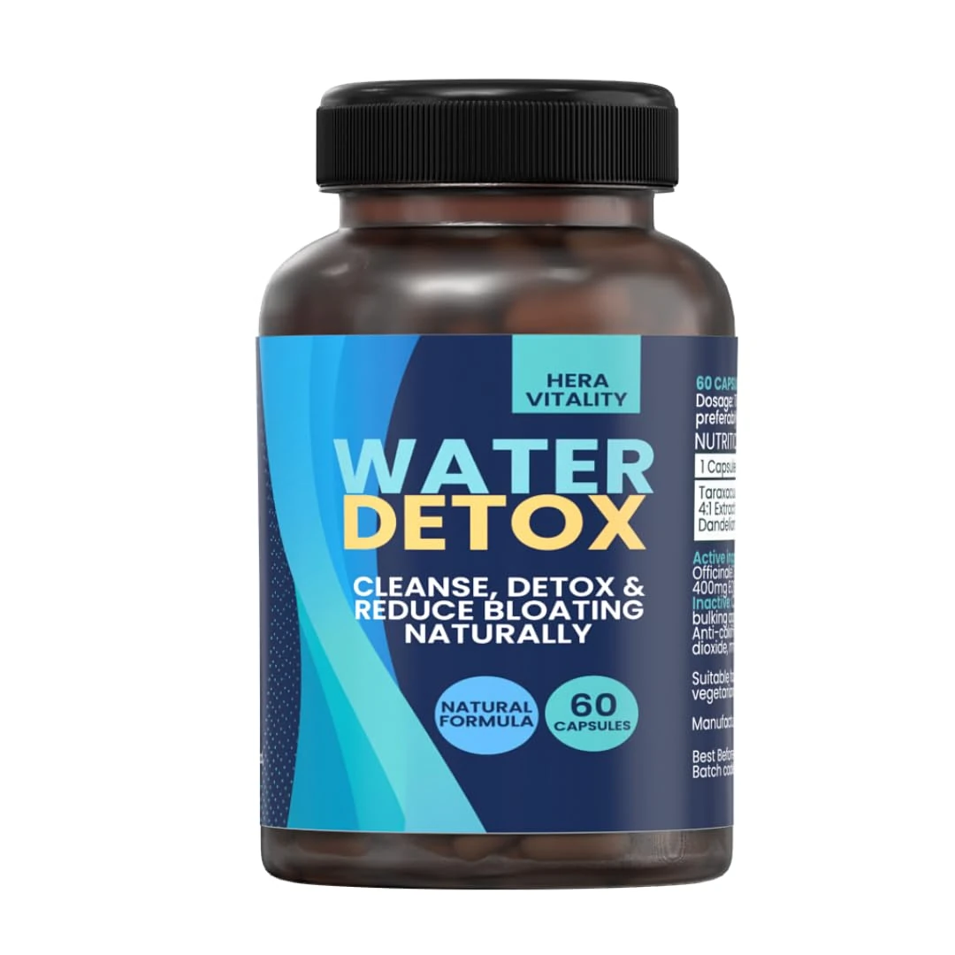 Water Detox - Water Balance Support – 60 High-Strength Dandelion Root Capsules 1600 mg, Herbal Supplement for Natural Fluid Regulation & Detox, Colon and Digestive Wellness, Vegan UK HERA Vitality