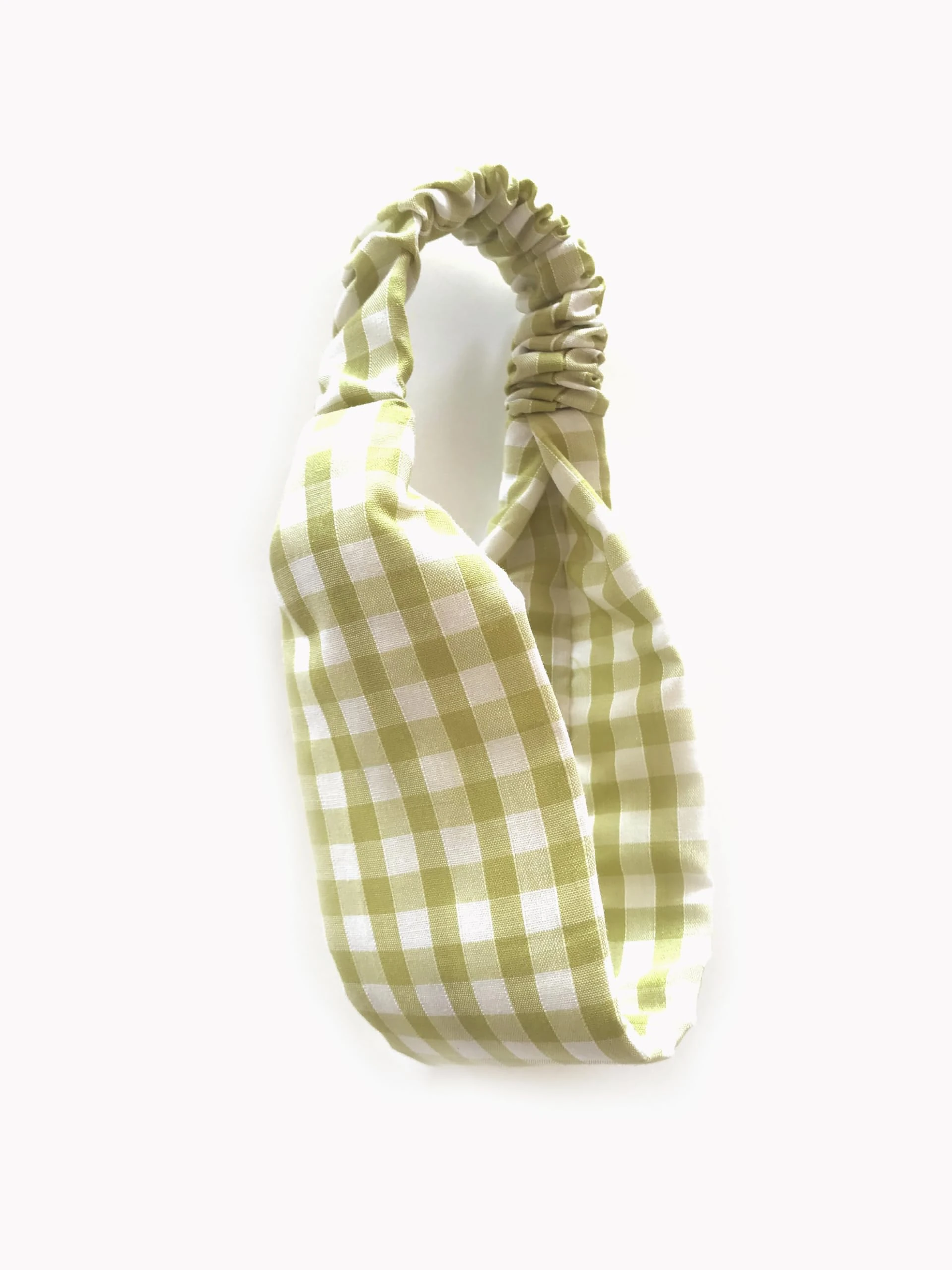Gingham Headband. Child Sized. Suit Child Age 4 To 10 Years. Infant to Junior School Age. Soft Padded. (Lime Green)