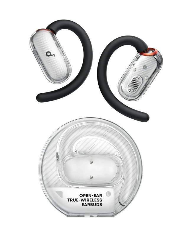soundcore V40i by Anker, Open-Ear Earbuds, Clear Design, Lidless Case, 4 Adjustable Positions for Every Ear Size, Richer Bass, IP55, 21H Playtime, AI Clear Calls, Bluetooth 5.4, App Control