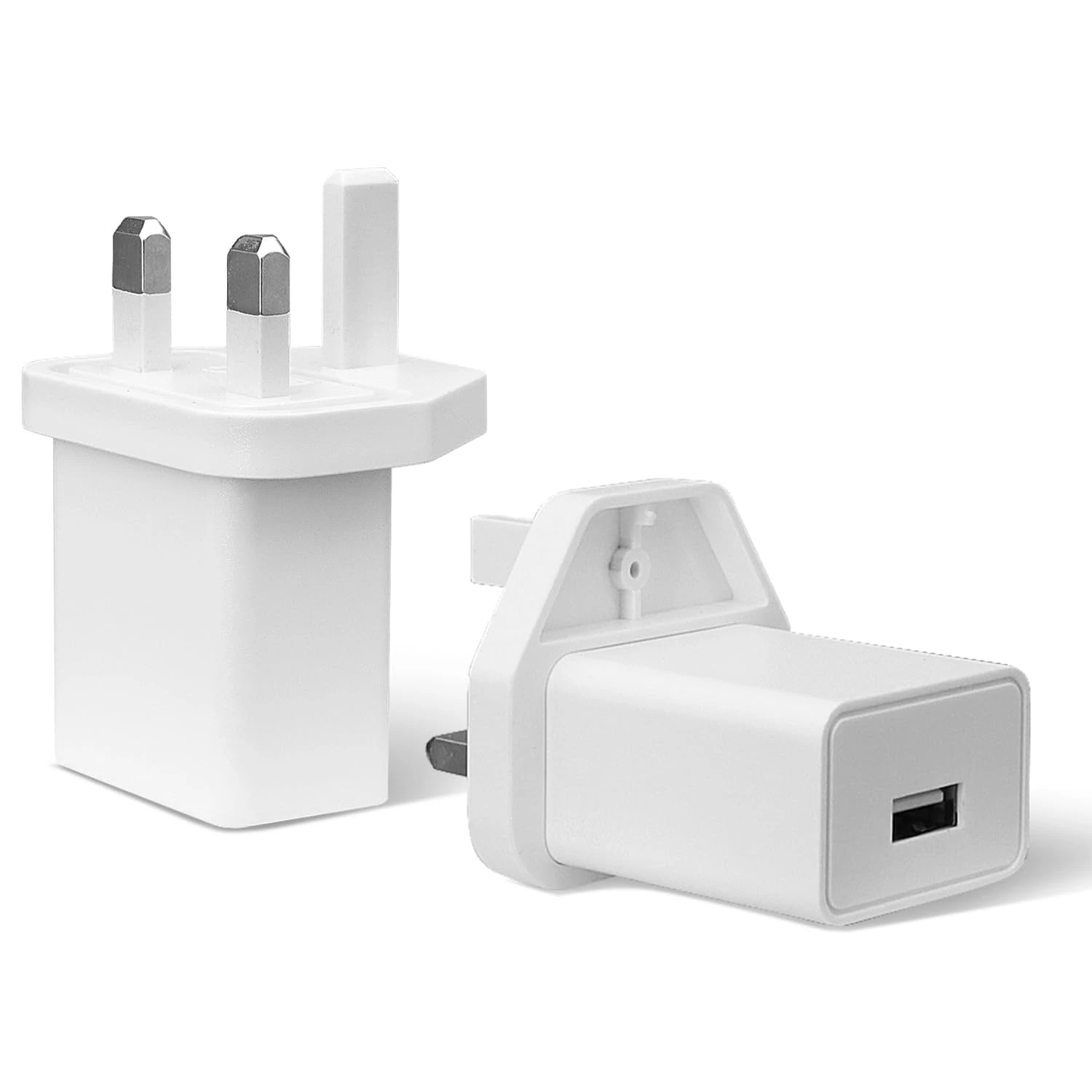 2Pack 5V 2A 10W White USB Plug Adapter, 100V-240V Input, 5V 2A Output for Phone, Tablet, Speakers, USB Fan, Mirror Lights and More Devices, UKCA Listed