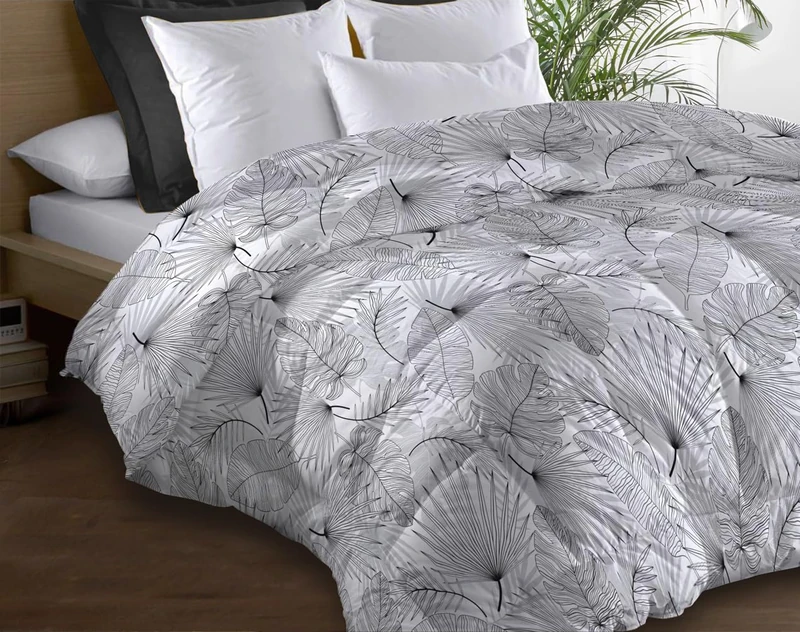 Le linge de Jules Olinda Microfibre Duvet 220 x 240 cm Double-Sided Printed 550 g/m² Grey