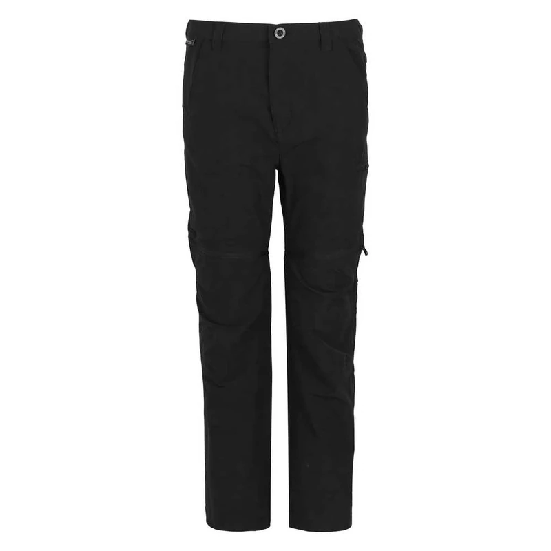 Regatta Junior Highton Stretch Zip Off Trousers Water Repellent Hiking Walking 2-1 Pants Black