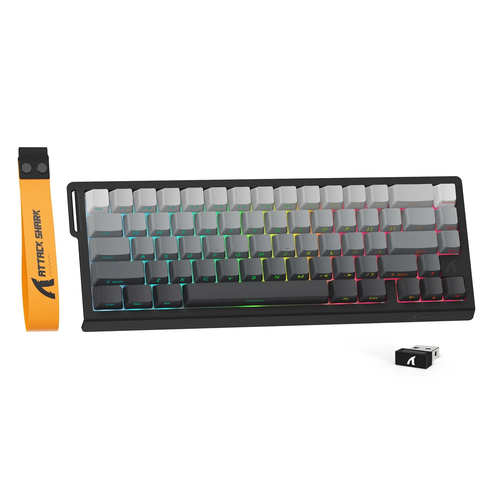 MAMBASNAKE X ATTACK SHARK X68PRO HE 65% Rapid Trigger Wireless Gaming Keyboard,BT/2.4Ghz/Wired,0.01mm RT Accuracy Magnetic Switch,8000Hz,Adjustable Actuation,5000mAh,RGB,for PC/Mac-Black Gradient