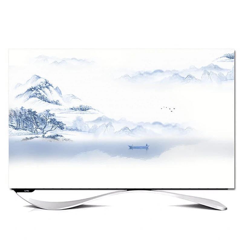 XMYAN Chinese Style TV Cover Decorative, Ink Painting Pattern TV Dust Cover 19-100inch TV Screen Dust Cover Universal Television Cover Stretch TV Screen Protection Cover(Color:color13,Size:100in)