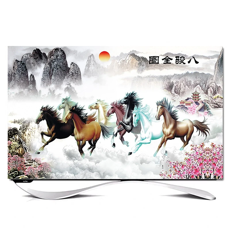 XMYAN Chinese Style TV Cover Decorative, Ink Painting Pattern TV Dust Cover 19-100inch TV Screen Dust Cover Universal Television Cover Stretch TV Screen Protection Cover(Color:color20,Size:85in)