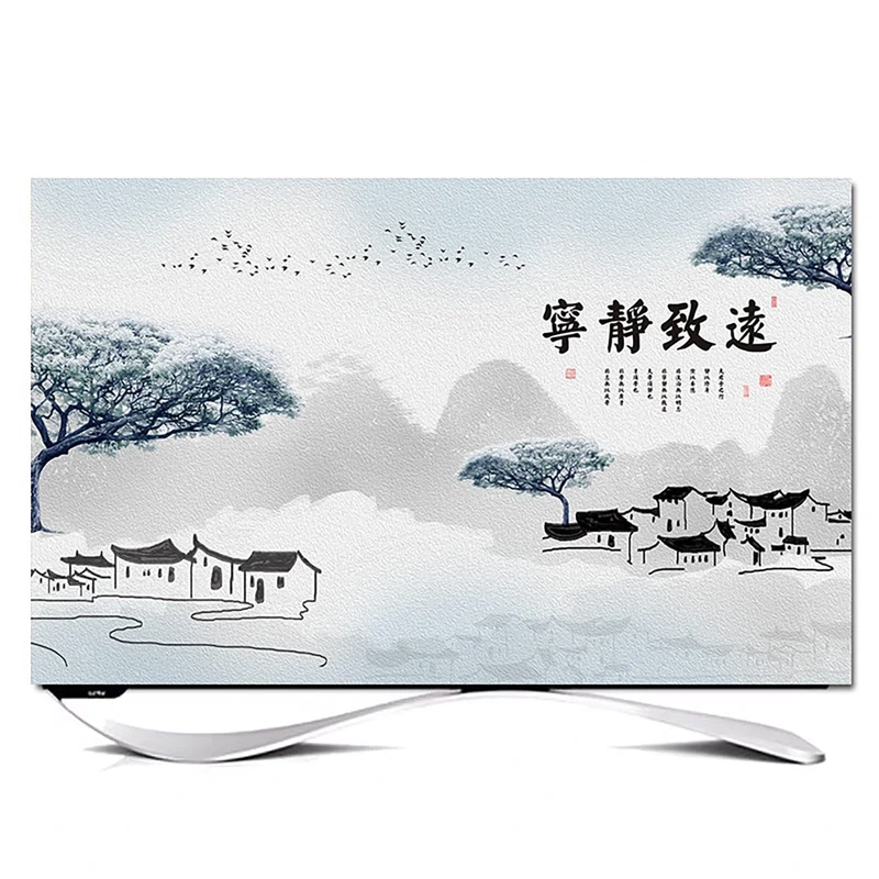 XMYAN Chinese Style TV Cover Decorative, Ink Painting Pattern TV Dust Cover 19-100inch TV Screen Dust Cover Universal Television Cover Stretch TV Screen Protection Cover(Color:color15,Size:100in)