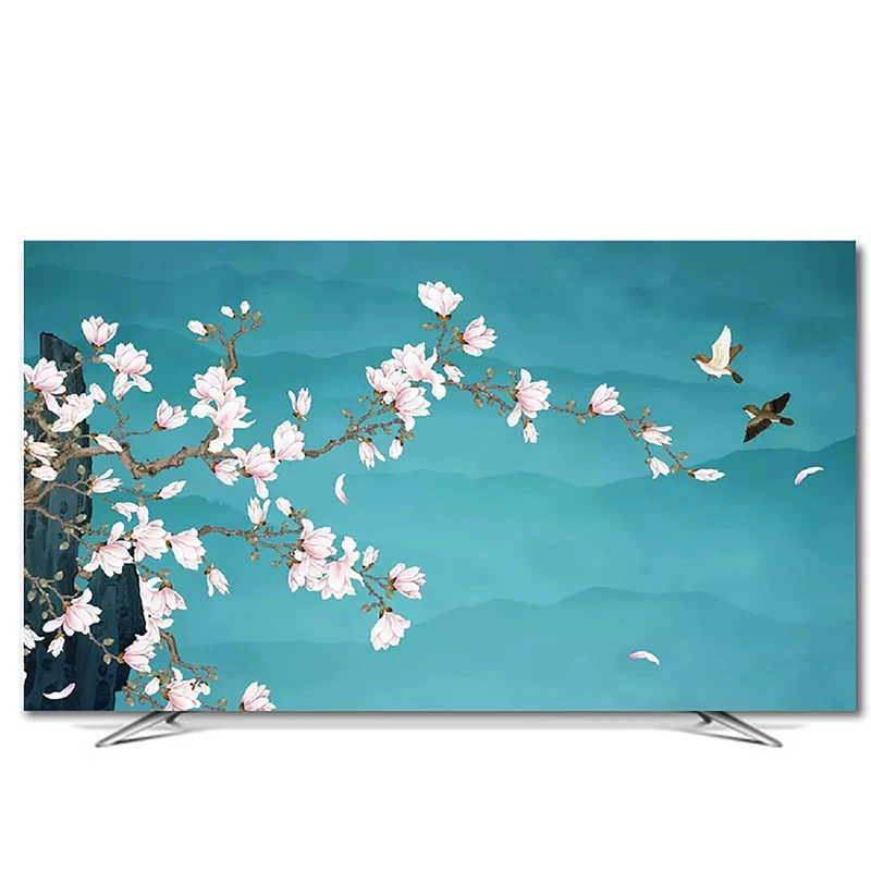 XMYAN Chinese Style TV Cover Decorative, Ink Painting Pattern TV Dust Cover 19-100inch TV Screen Dust Cover Universal Television Cover Stretch TV Screen Protection Cover(Color:color8,Size:85in)