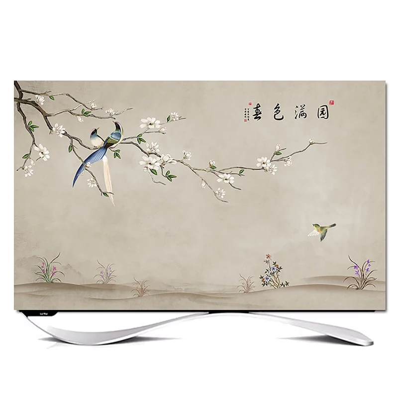 XMYAN Chinese Style TV Cover Decorative, Ink Painting Pattern TV Dust Cover 19-100inch TV Screen Dust Cover Universal Television Cover Stretch TV Screen Protection Cover(Color:color5,Size:100in)