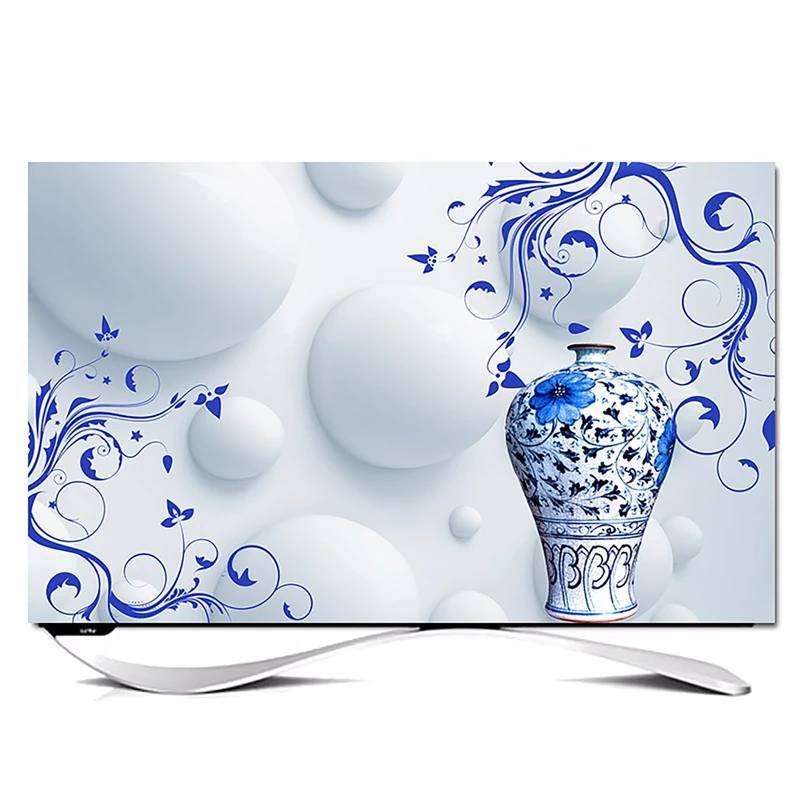 XMYAN Chinese Style TV Cover Decorative, Ink Painting Pattern TV Dust Cover 19-100inch TV Screen Dust Cover Universal Television Cover Stretch TV Screen Protection Cover(Color:color4,Size:100in)