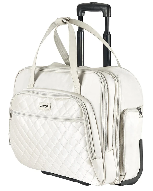 VEVOR Rolling Laptop Bag, Fits Up to 15.6 Inch Laptop, Wheeled Briefcase, Roller Computer Tote Bag with 2 Fixed Wheels & Telescoping Handle, Laptop Case for Work Travel Business Office, Women Men