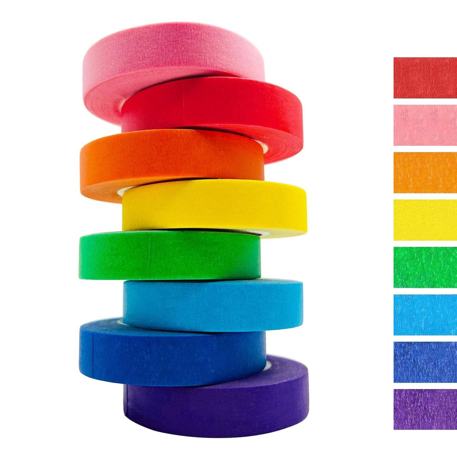 OMBRISA Coloured Masking Tape 8 Rolls, Rainbow Tape 1.5cm x 13m, Masking Tape Painters Tape, Colorful Craft Art Paper Tape for Kids Labeling Arts Crafts DIY Decorative Teaching Supplies