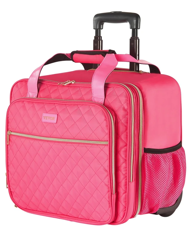 VEVOR Rolling Laptop Bag, Fits Up to 17.3 Inch Laptop, Wheeled Briefcase, Roller Computer Tote Bag with 2 Fixed Wheels & Telescoping Handle, Laptop Case for Work Travel Business Office, Red