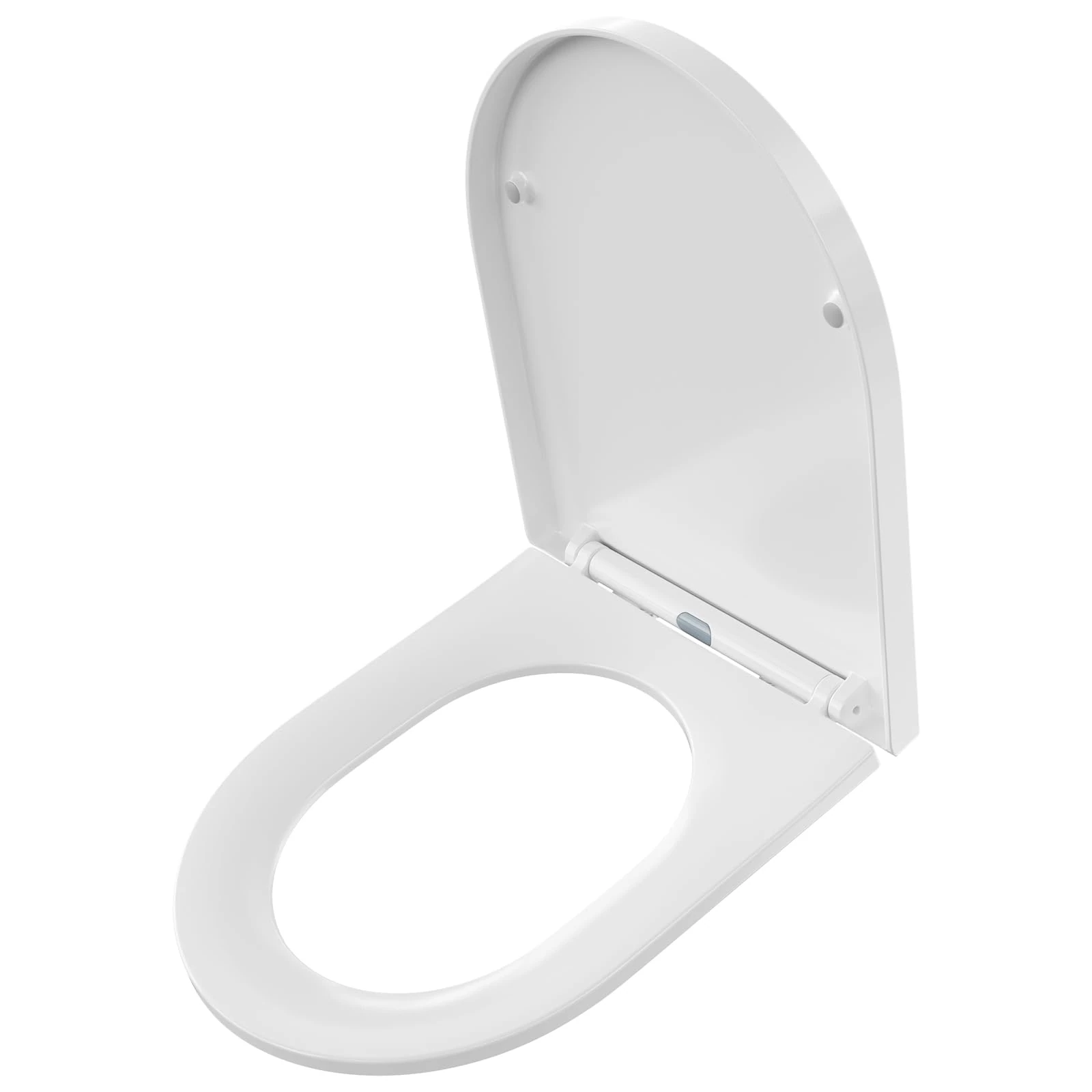 DERW D-Shaped Soft Close Toilet Seat, Heavy Duty Urea-Formaldehyde Anti-Bacterial Material, Whisper-Close Function, Easy Clean Quick-Release, Durable White Toilet Seat Fittings