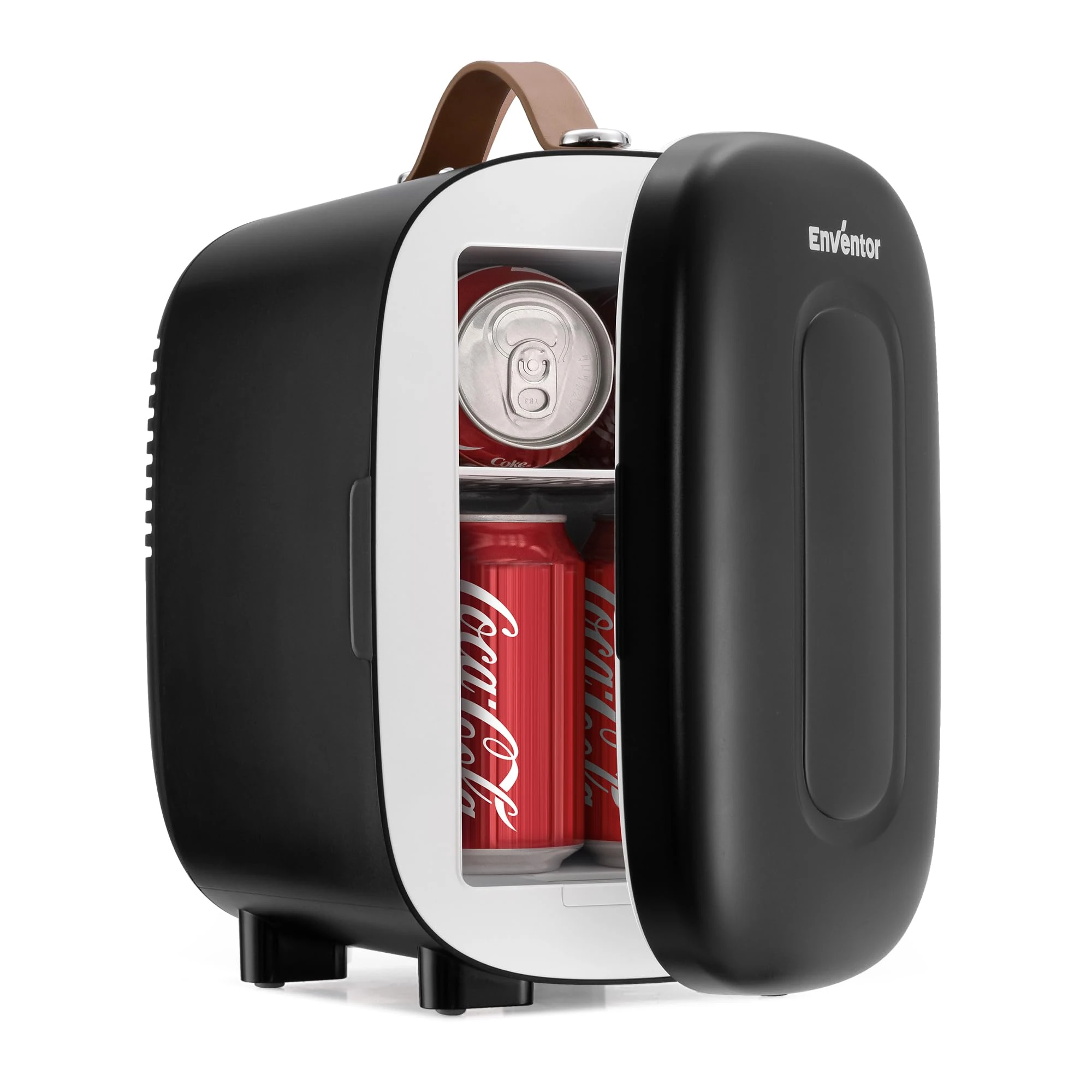Enventor Mini Fridge 4 Litre/ 6 Can, AC+12V DC Power, Portable Cooler & Warmer, Small Fridge for Bedrooms, Car, Skincare, Fruit and Drinks, Black