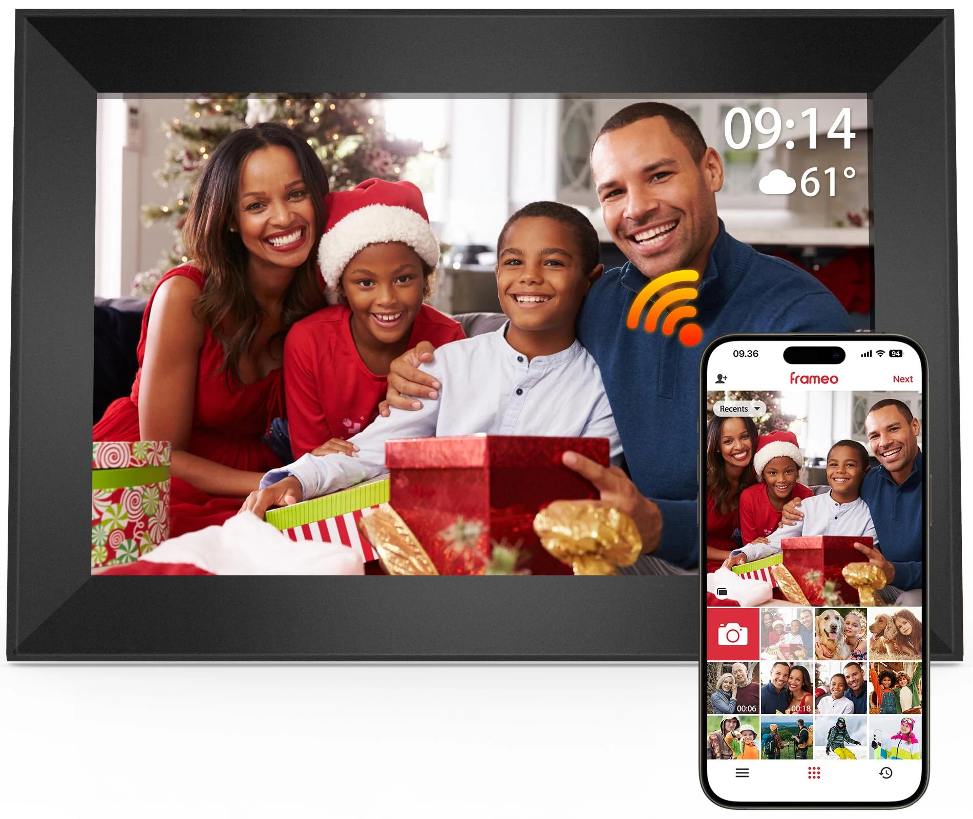 ARJudy Digital Photo Frame 10.1IN, Wifi Frameo Electronic Picture Frame 1280*800 HD IPS Touch Screen with 32GB Storage, Auto Rotate, Quick & Easy Set, Free Photo and Video Sharing via Frameo App-Black