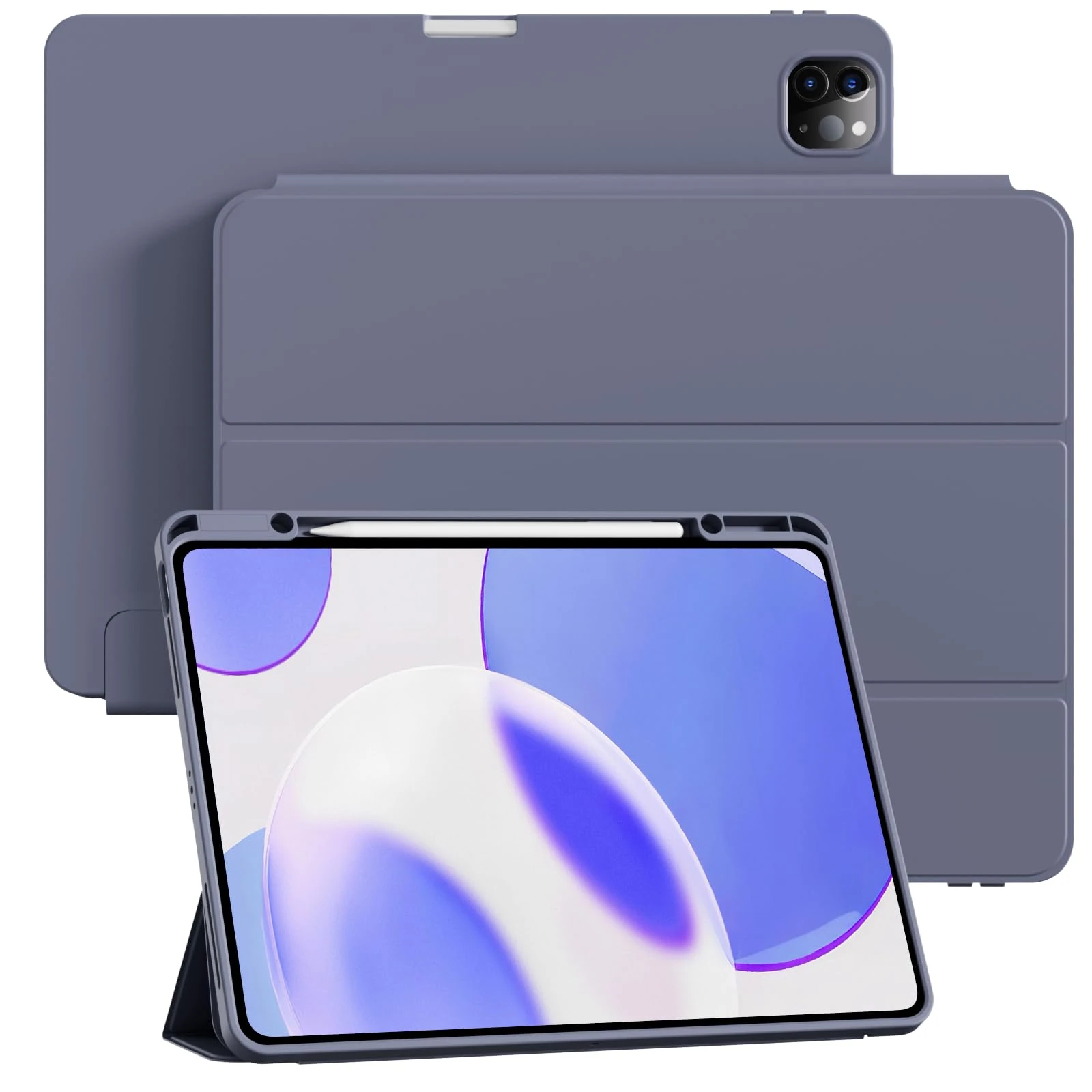 KVTVOU Case for New iPad Air 13 Inch (M3/M2-2025/2024) with Pencil Holder, iPad Pro 12.9 Inch 6th/5th Generation (2022/2021), Slim Stand with Auto Wake/Sleep, Essential Work and Travel, Violet