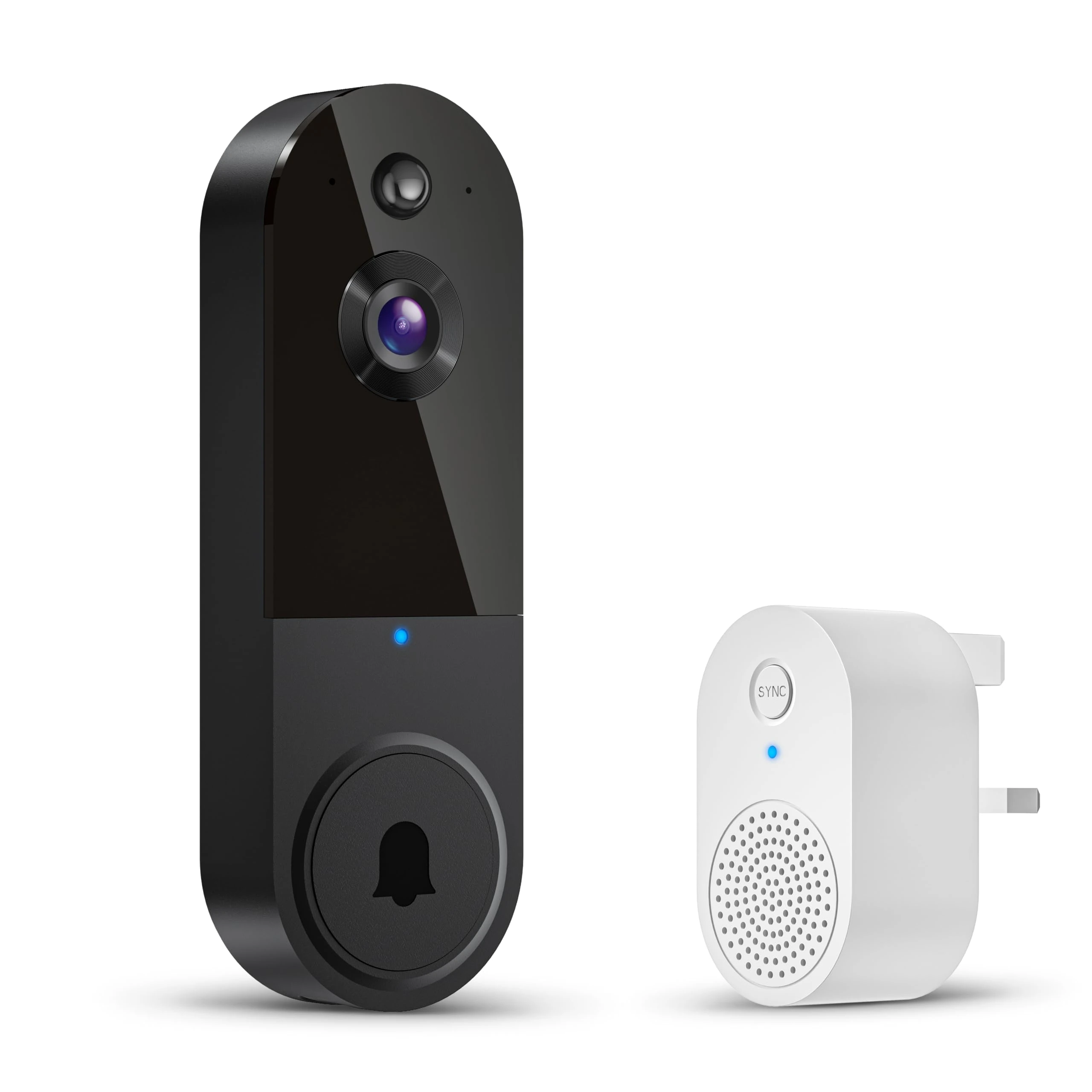 1080P Wireless Video Doorbell Camera, AI Human Detection, Night Vision, 2-Way Audio, Battery Powered, Cloud Storage, 2.4G WiFi, Indoor Outdoor Surveillance (Black)