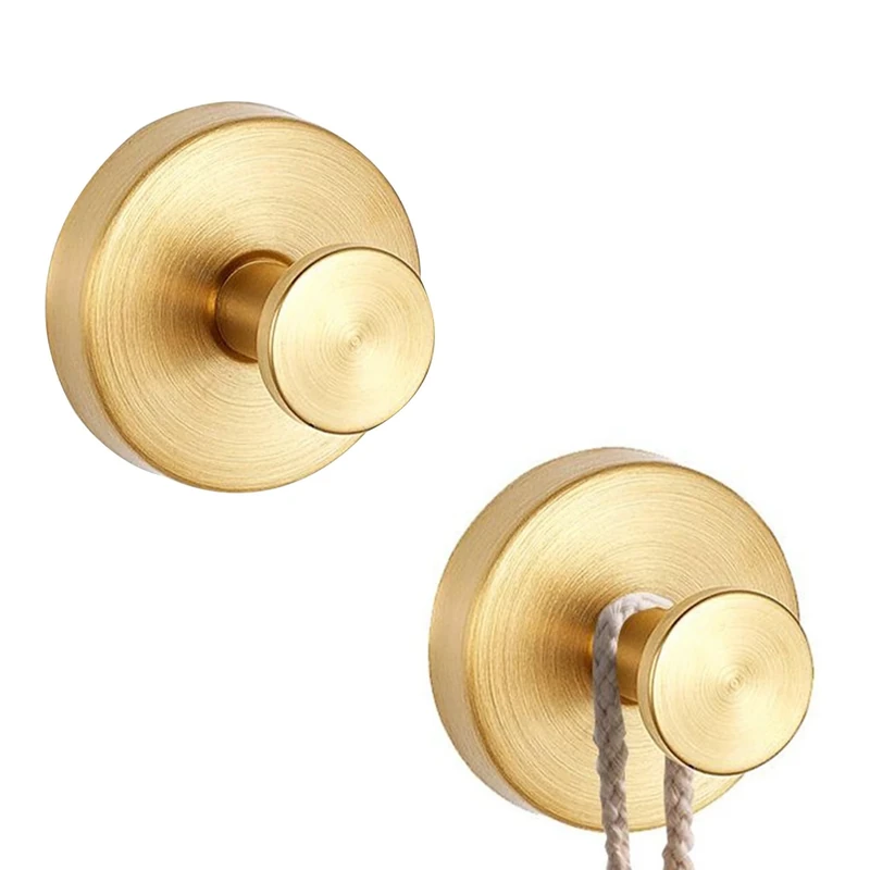 2Pcs Suction Hooks For Bathroom,Shower Towel Gold Hook Cup,Duty Vacuum Holder Cups,Removable Hangers Heavy Brass Stainless Household No Drilling Hanging Steel Bathrooms Storage,for Kitchen Curtain