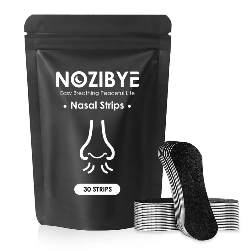 Nozibye Nose Strips for Breathing | Anti Snore & Better Sleep (30 Count, Black) - Nasal Strips for Breathing, Stop Snoring, Clear Airways