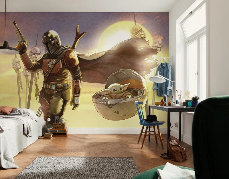 Komar Non-Woven Photo Wallpaper Star Wars The Mandalorian and Grogu Mission Size 350 x 250 cm Children's Wallpaper